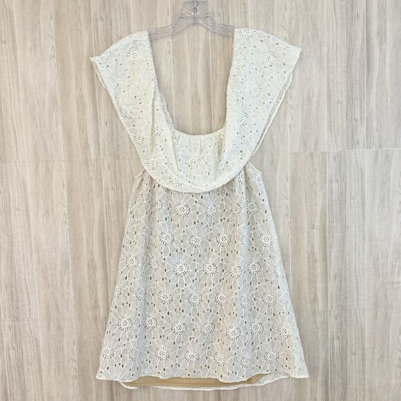 Show Me Your Mumu Dress Large Off The Shoulder Lace Beach Lined Mini Ivory USA - Picture 1 of 13